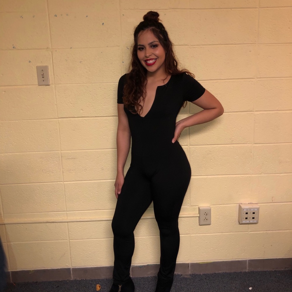 Black v neck jumpsuit